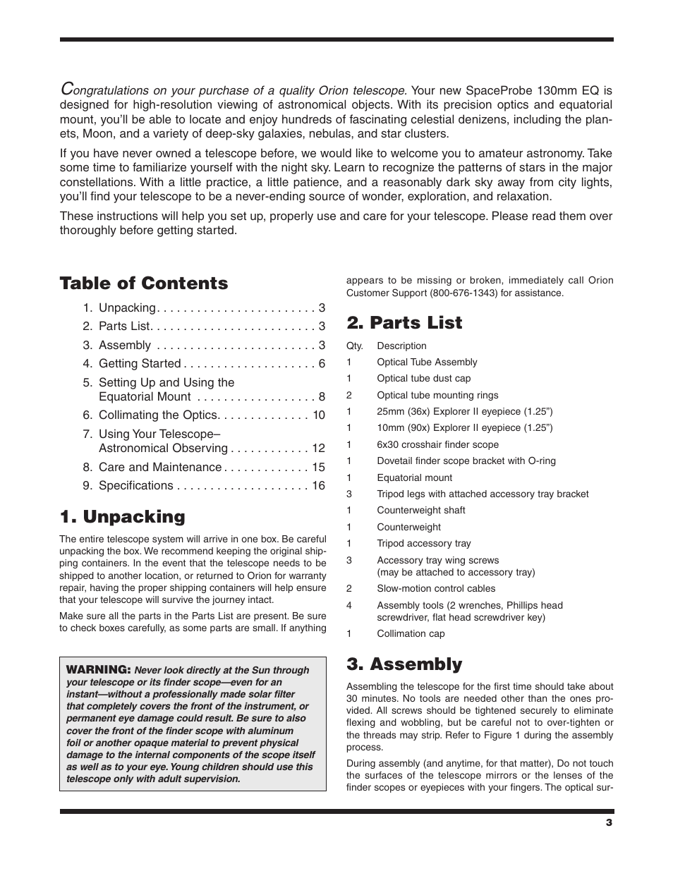 Orion SPACEPROBE 9851 User Manual | Page 3 / 16