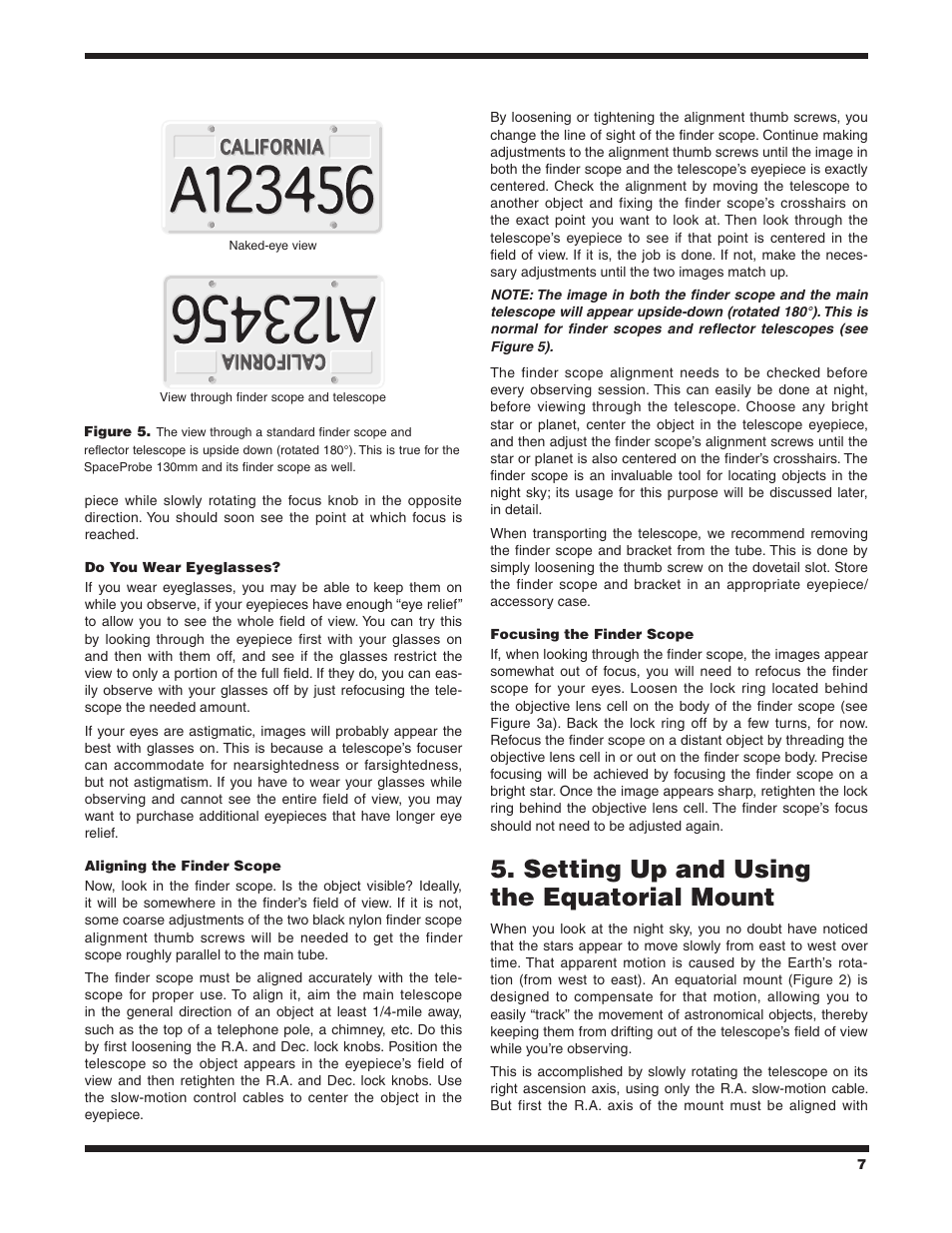 Setting up and using the equatorial mount | Orion SPACEPROBE 9851 User Manual | Page 7 / 16