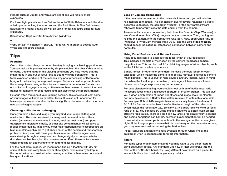 Tips | Orion STAR SHOOT 52175 User Manual | Page 8 / 10