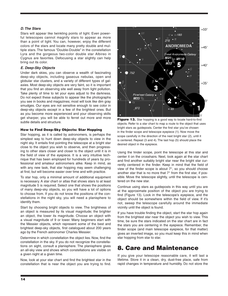Care and maintenance | Orion SPACEPROBE 130ST EQ User Manual | Page 14 / 16