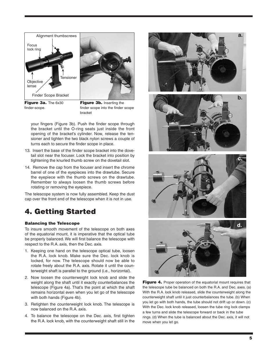 Getting started, D. c, A. b | Orion SPACEPROBE 130ST EQ User Manual | Page 5 / 16