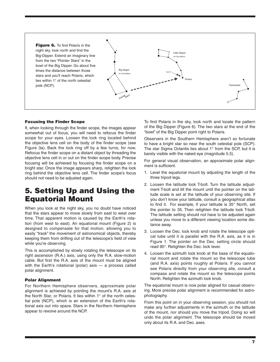 Setting up and using the equatorial mount | Orion SPACEPROBE 130ST EQ User Manual | Page 7 / 16