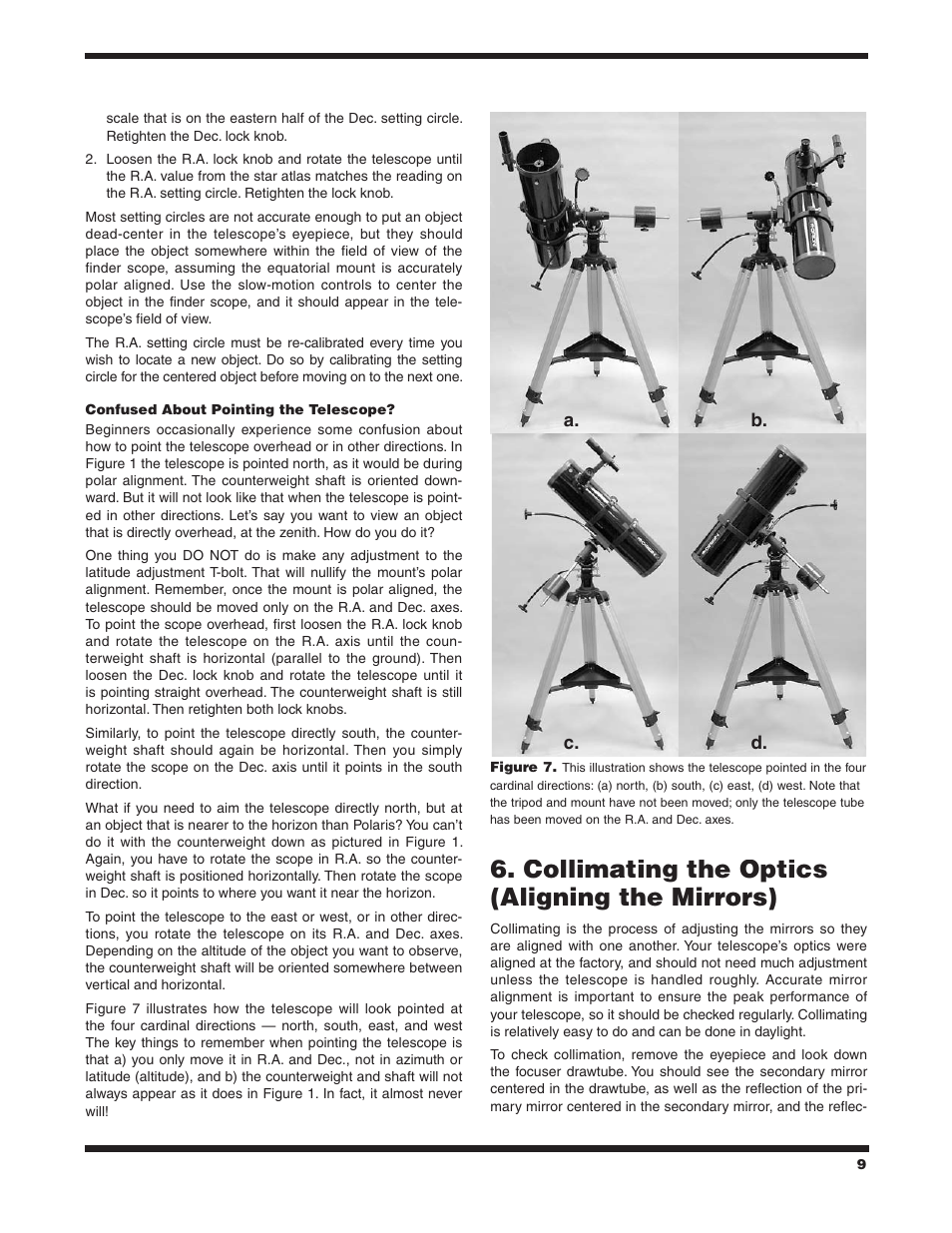 Collimating the optics (aligning the mirrors) | Orion SPACEPROBE 130ST EQ User Manual | Page 9 / 16