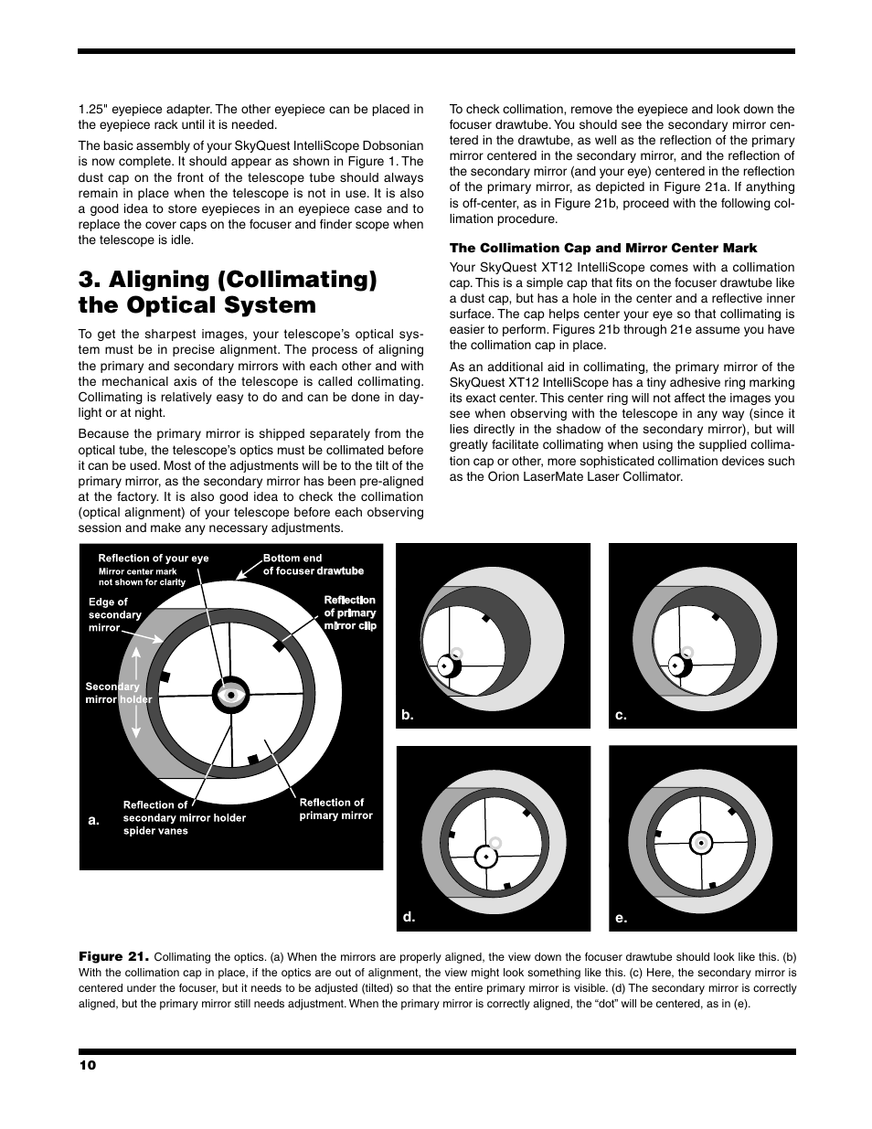 Aligning (collimating) the optical system | Orion XT12 User Manual | Page 10 / 20