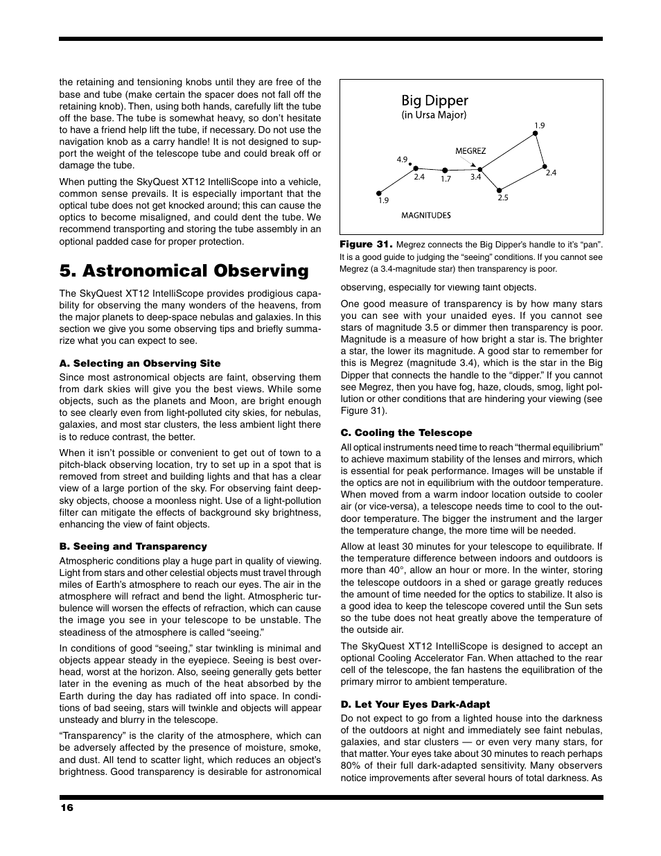 Astronomical observing | Orion XT12 User Manual | Page 16 / 20