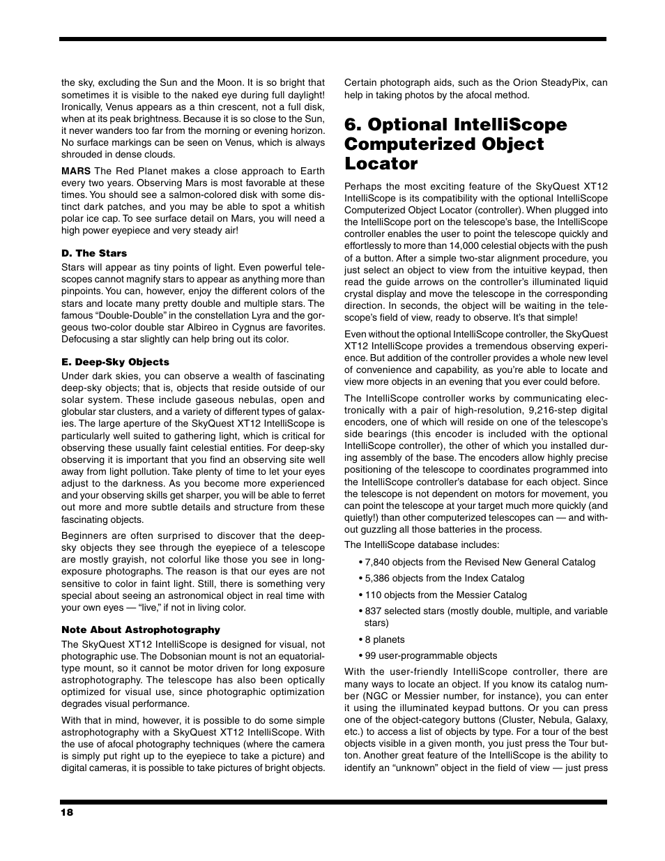 Optional intelliscope computerized object locator | Orion XT12 User Manual | Page 18 / 20