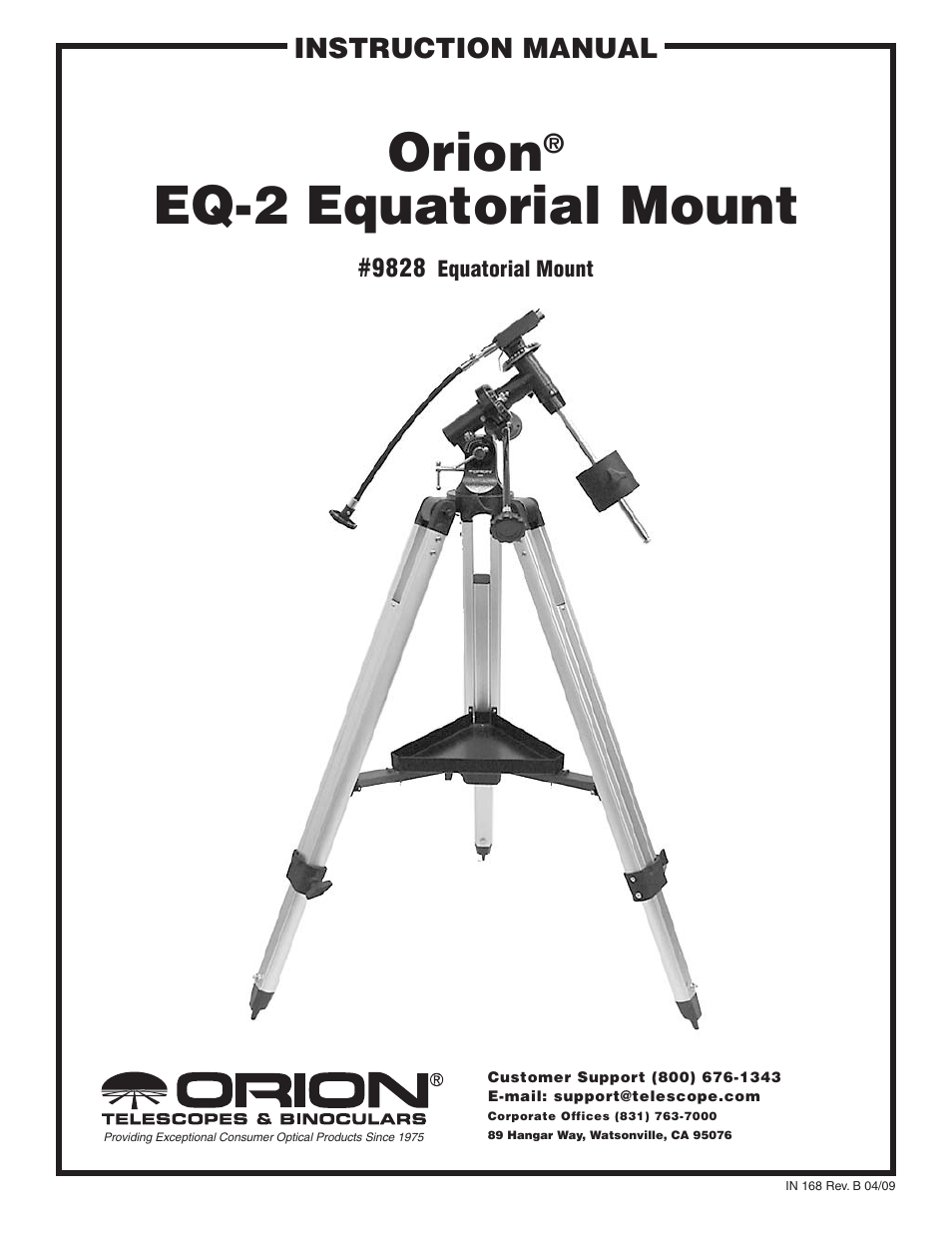 Orion EQ-2 EQUATORIAL MOUNT 9828 User Manual | 8 pages