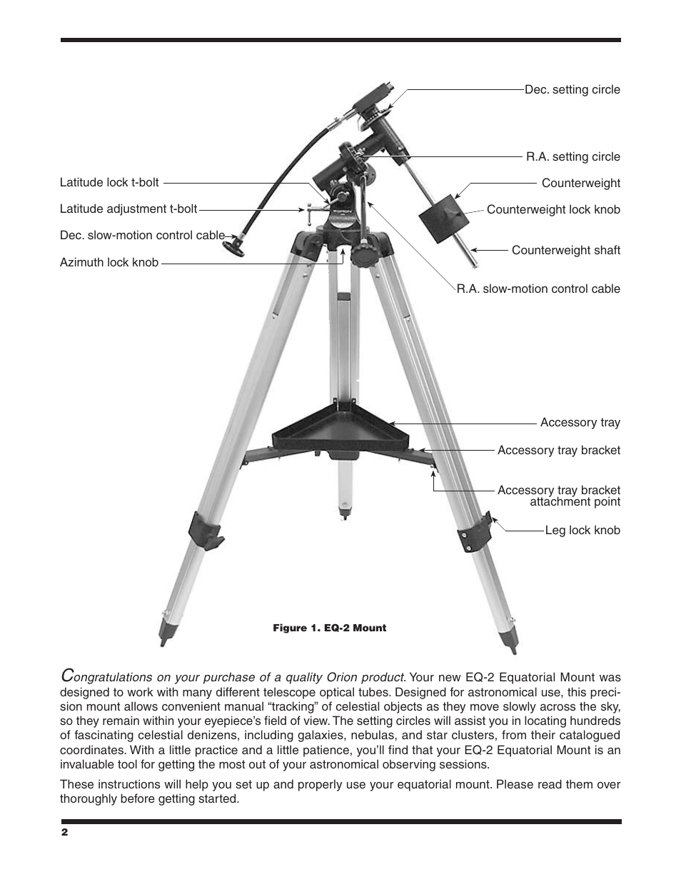 Orion EQ-2 EQUATORIAL MOUNT 9828 User Manual | Page 2 / 8
