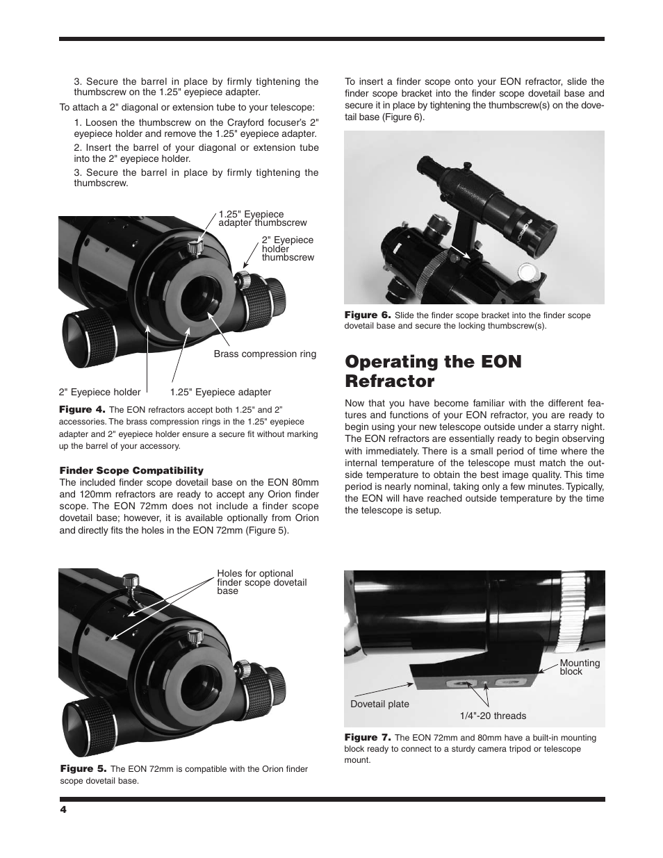 Operating the eon refractor | Orion EON 9925 User Manual | Page 4 / 8