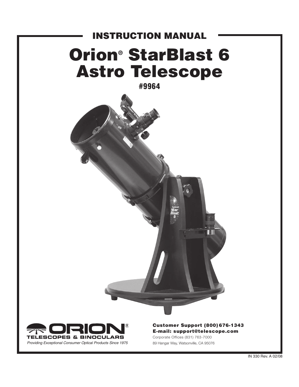 Orion STARBLAST 6 9964 User Manual | 12 pages