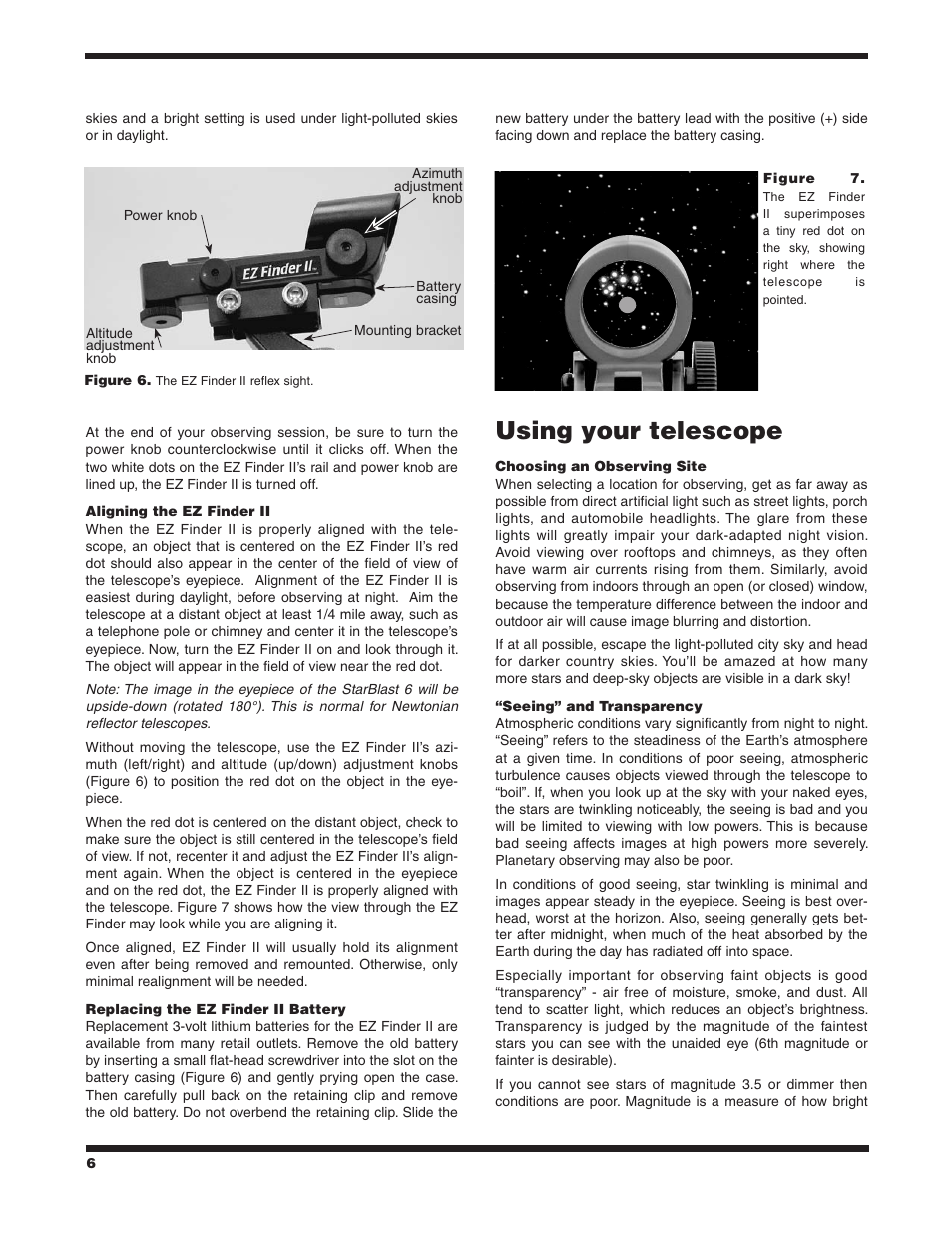 Using your telescope | Orion STARBLAST 6 9964 User Manual | Page 6 / 12