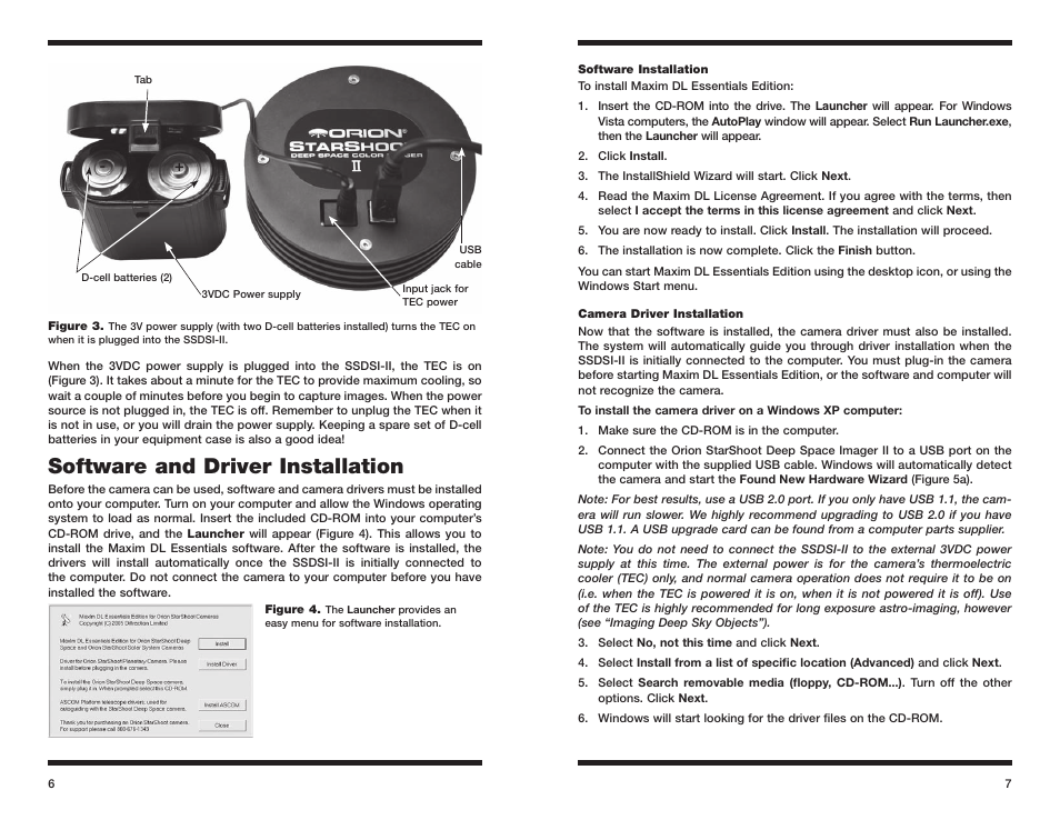 Software and driver installation | Orion 52080 User Manual | Page 4 / 22