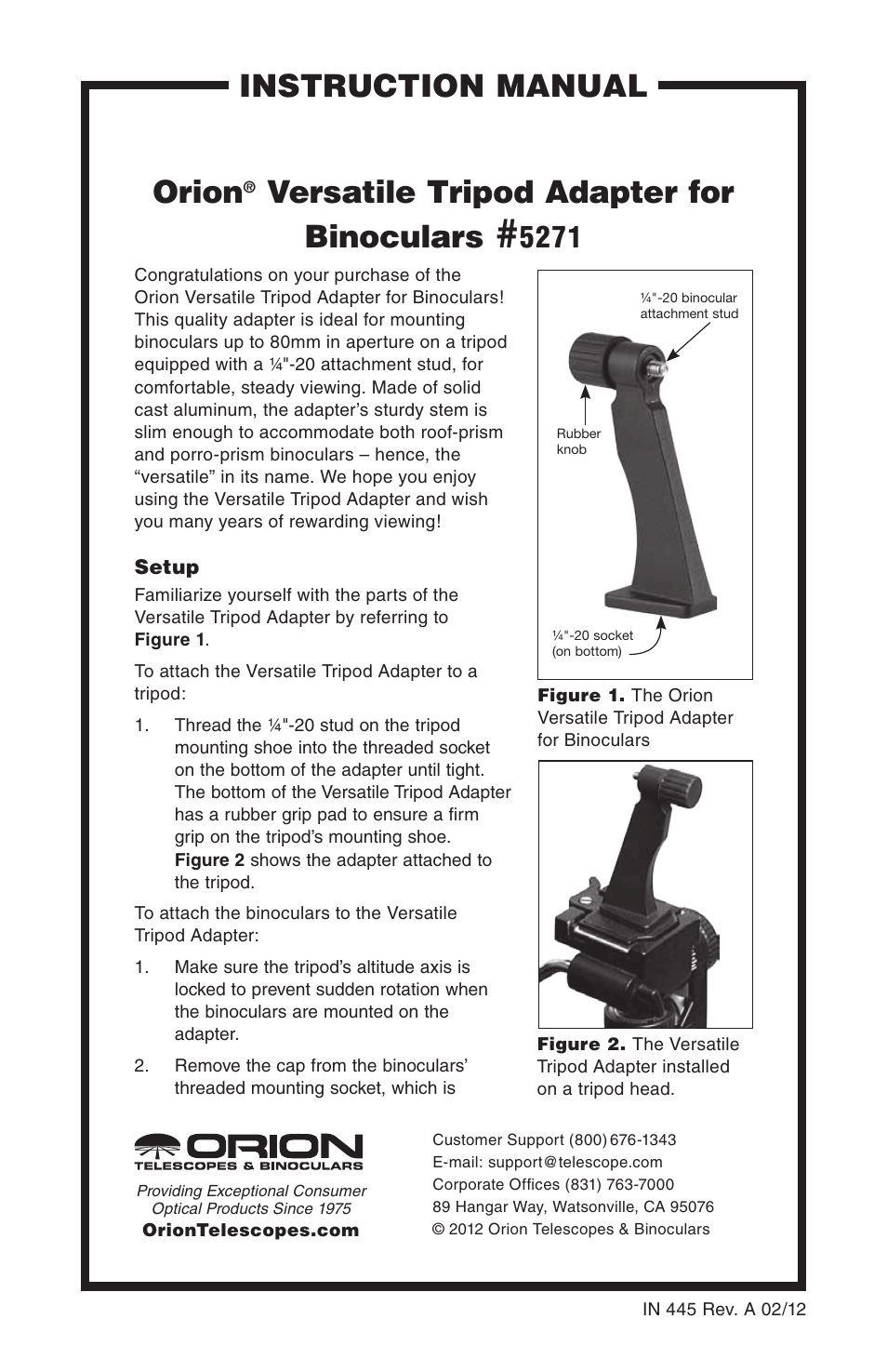 Orion 5271 User Manual | 2 pages