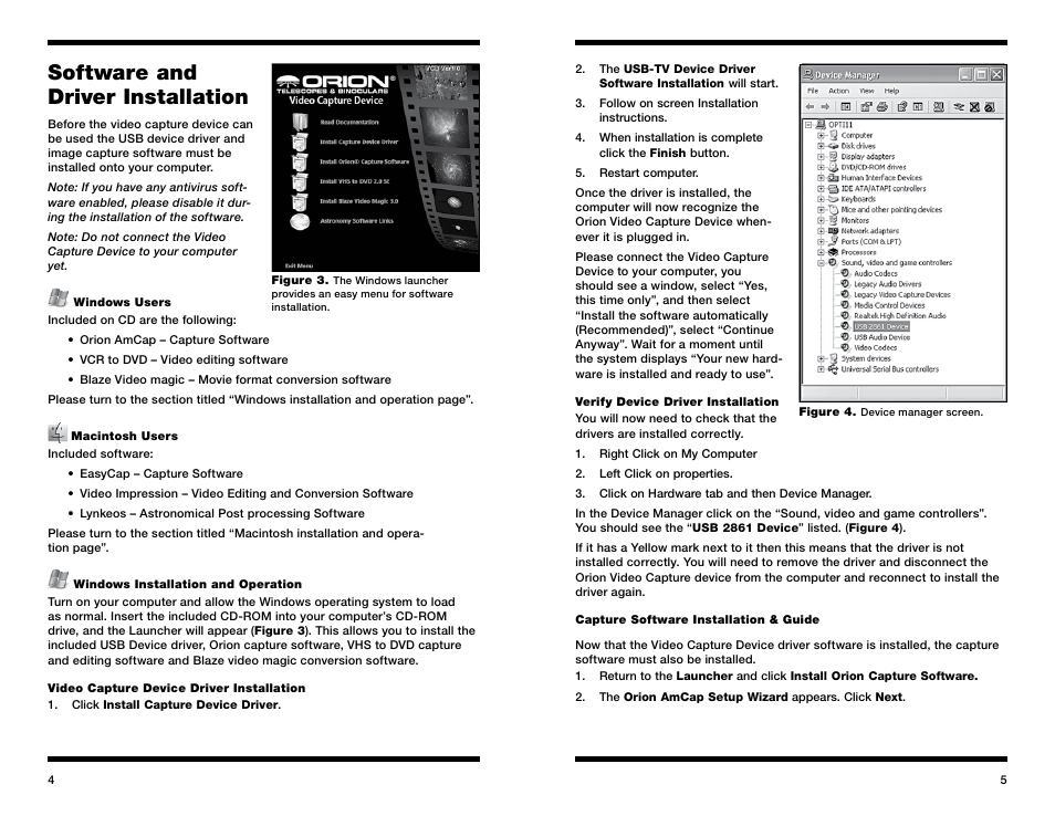 Software and driver installation | Orion 52181 User Manual | Page 3 / 11