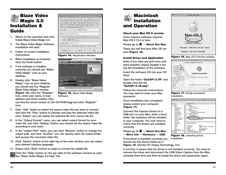 Blaze video magic 3.0 installation & guide, Macintosh installation and operation | Orion 52181 User Manual | Page 6 / 11