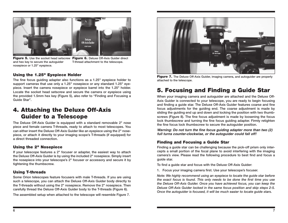 Focusing and finding a guide star | Orion 5521 User Manual | Page 4 / 6