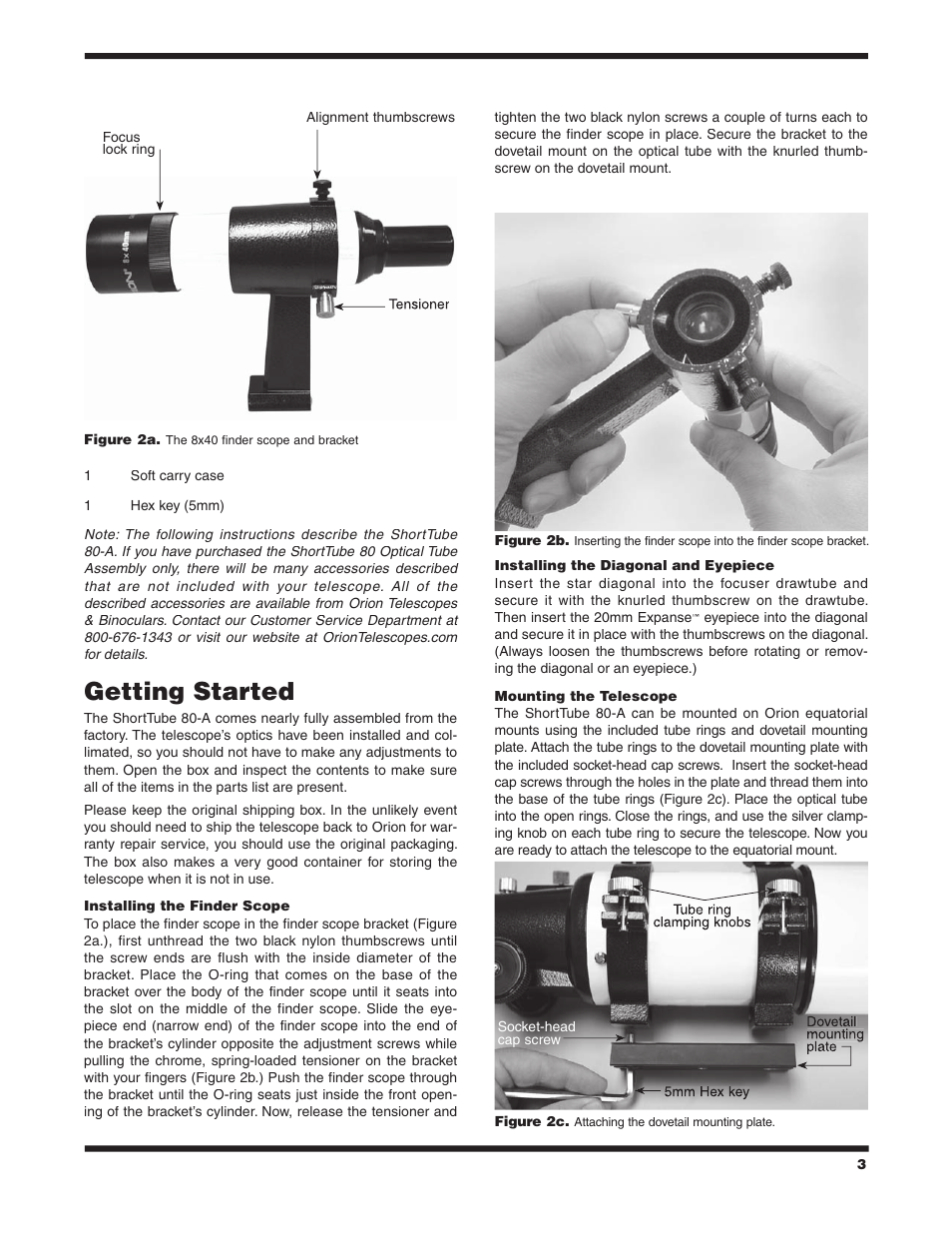 Getting started | Orion SHORTTUBE 80-A User Manual | Page 3 / 8