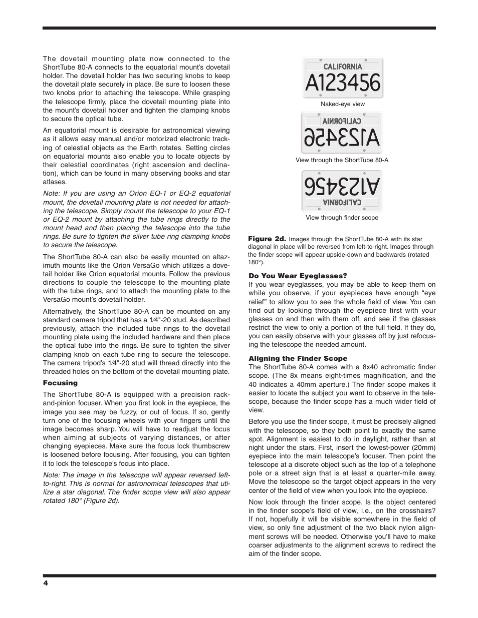 Orion SHORTTUBE 80-A User Manual | Page 4 / 8