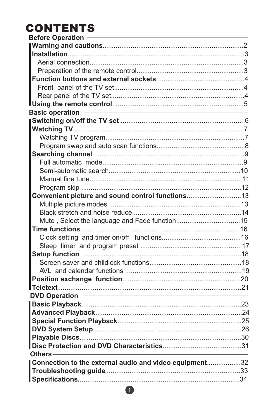 Orion TV/DVD-1432 User Manual | Page 2 / 36