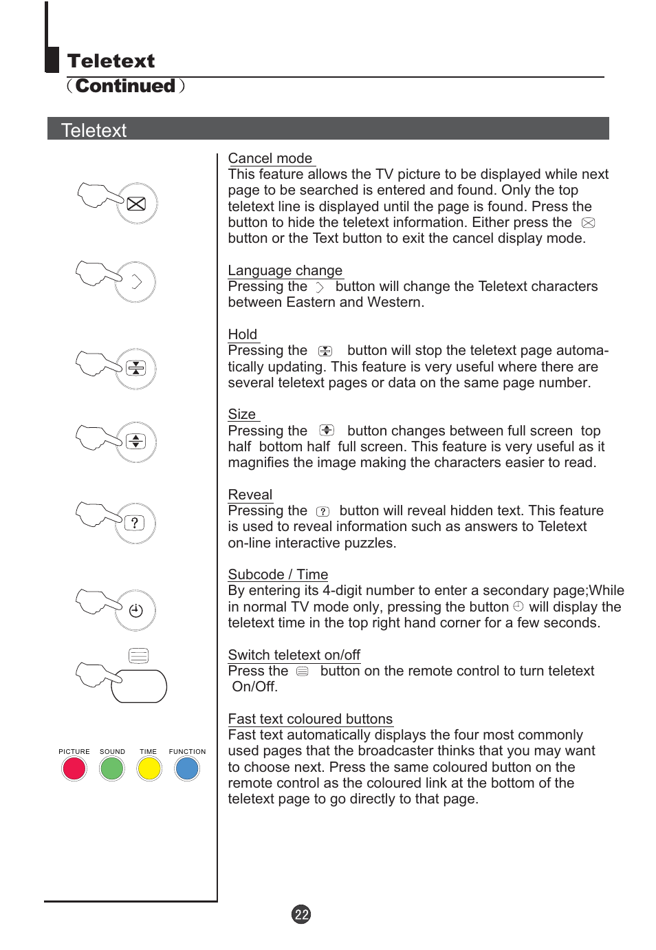 Teletext, Teletext continued | Orion TV/DVD-1432 User Manual | Page 23 / 36