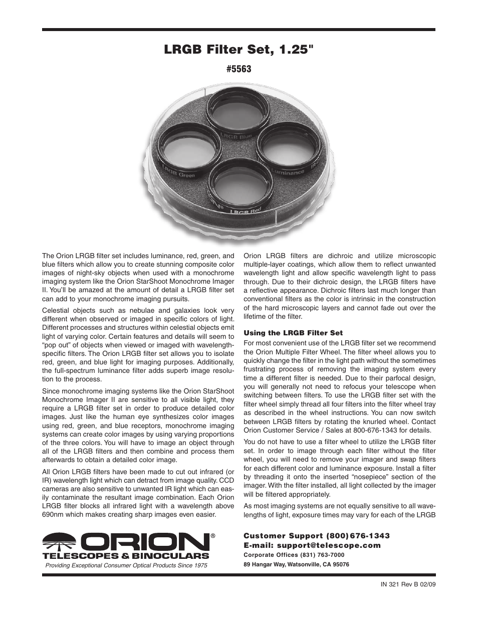 Orion 5563 User Manual | 2 pages