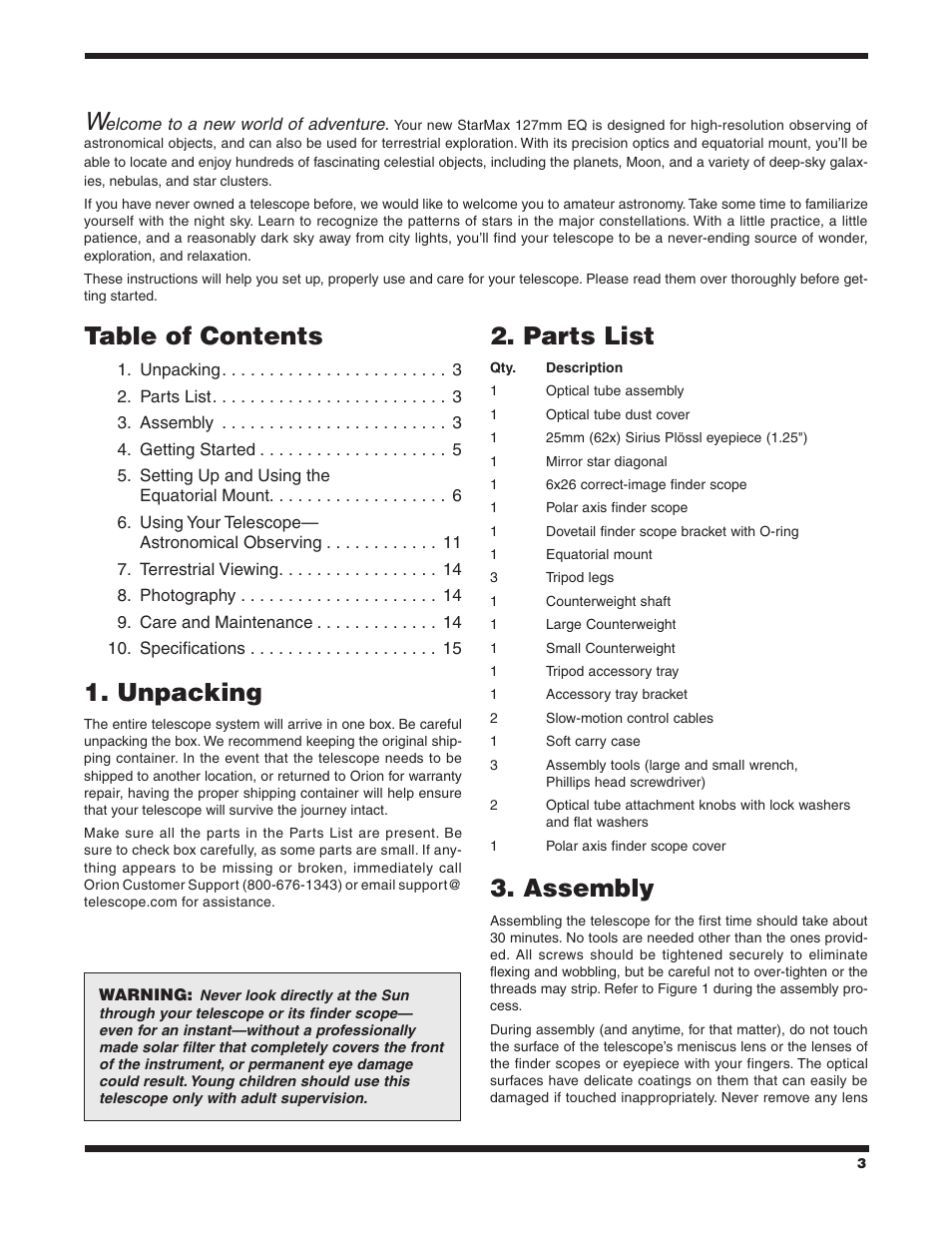 Orion STARMAX 9826 User Manual | Page 3 / 15