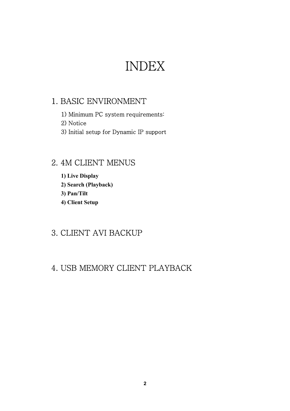 Index | Optiview 4M User Manual | Page 2 / 14