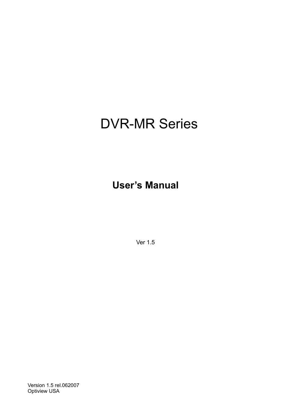 Optiview DVR User Manual | 45 pages