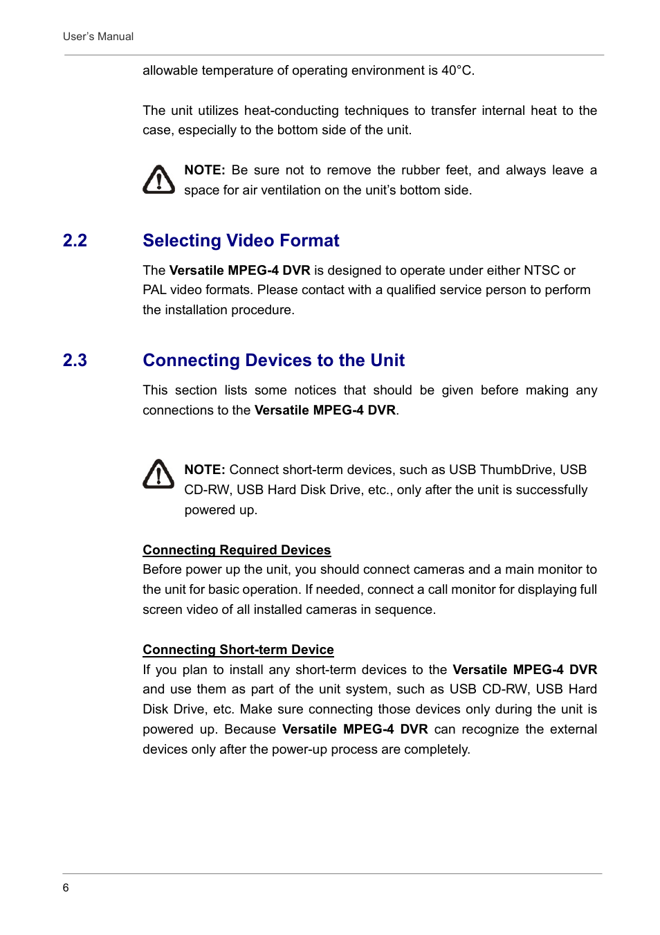 2 selecting video format, 3 connecting devices to the unit | Optiview DVR User Manual | Page 11 / 45