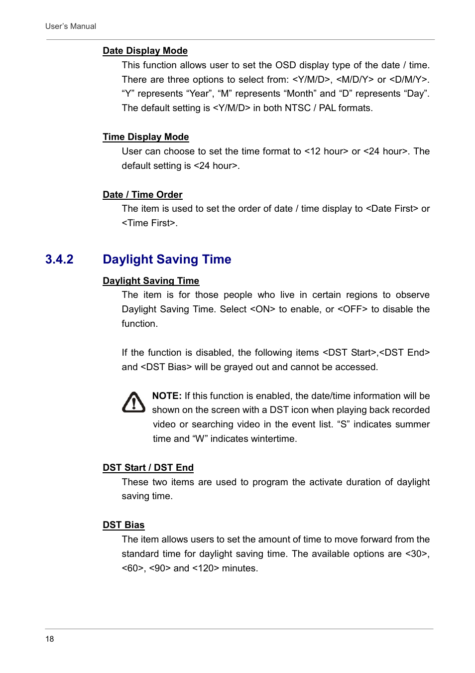 2 daylight saving time | Optiview DVR User Manual | Page 23 / 45