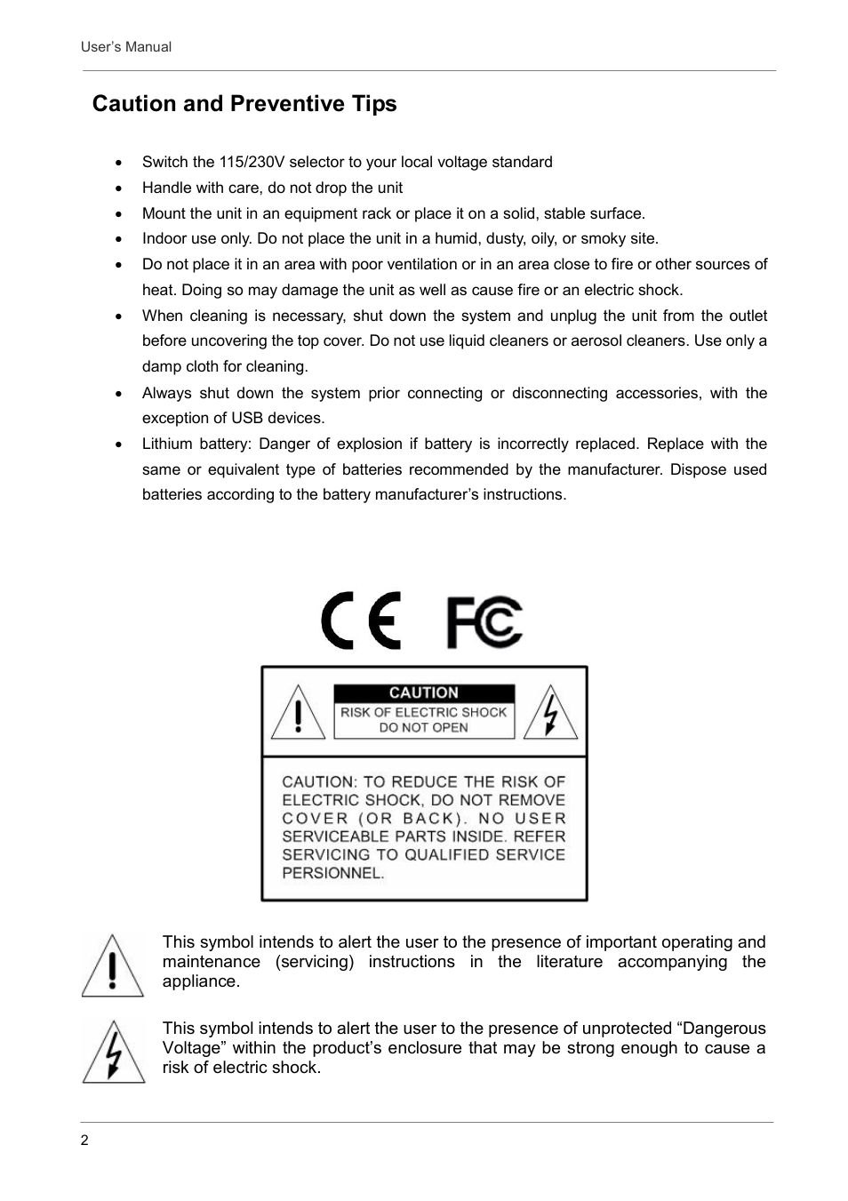 Caution and preventive tips | Optiview DVR User Manual | Page 3 / 45
