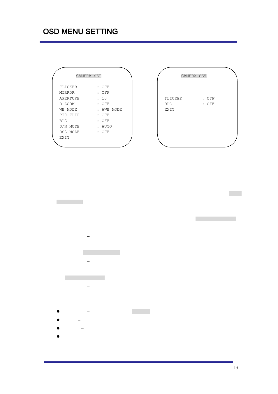 Osd menu setting, C. camera set | Optiview Mini Speed Dome Camera User Manual | Page 16 / 31