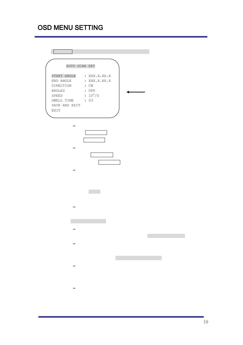 Osd menu setting, E. auto scan set | Optiview Mini Speed Dome Camera User Manual | Page 19 / 31