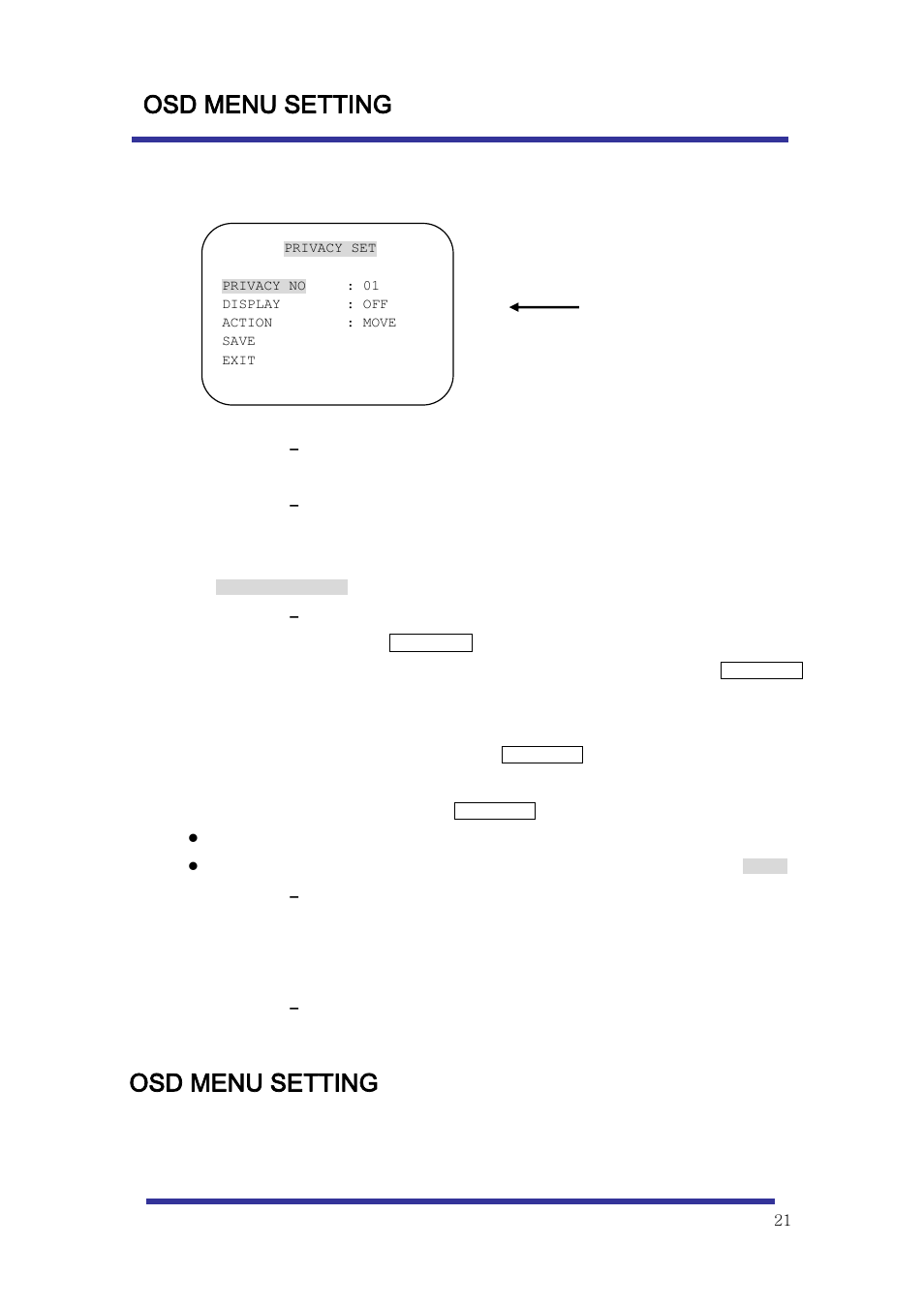 Osd menu setting, G. privacy set, H. pattern set | Optiview Mini Speed Dome Camera User Manual | Page 21 / 31