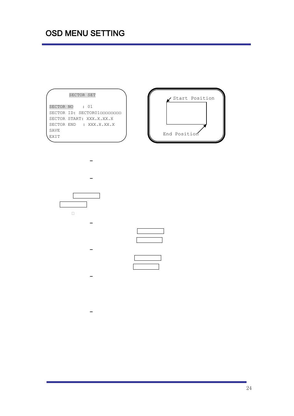 Osd menu setting, J. sector set, K. exit | Optiview Mini Speed Dome Camera User Manual | Page 24 / 31