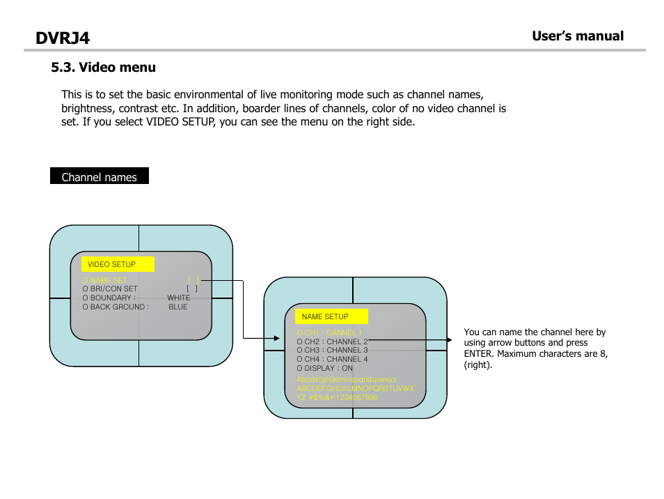 Dvrj4, Video menu, User’s manual | Optiview DVRJ4 User Manual | Page 25 / 44