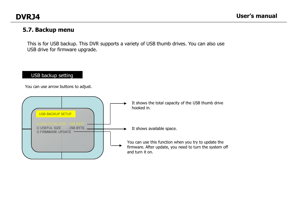 Dvrj4, Backup menu, User’s manual | Optiview DVRJ4 User Manual | Page 30 / 44