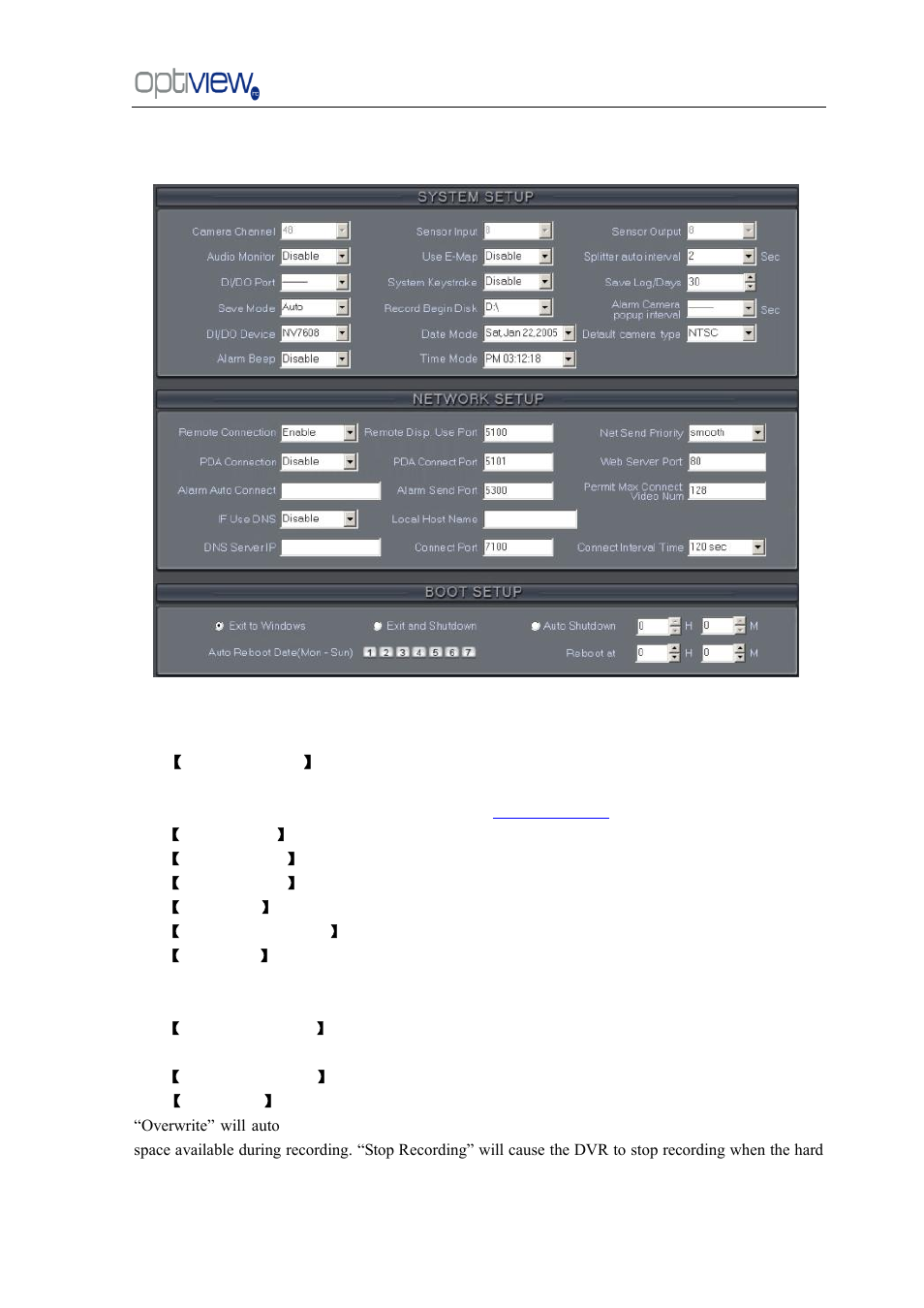 System setup | Optiview G0521 User Manual | Page 24 / 81