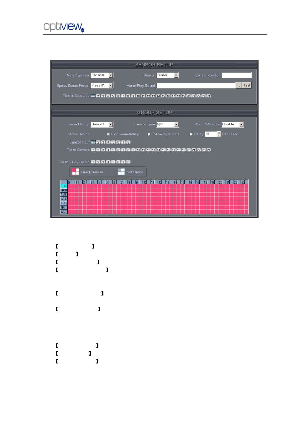 Set in sensor, Setup, Sensor setup | Optiview G0521 User Manual | Page 33 / 81