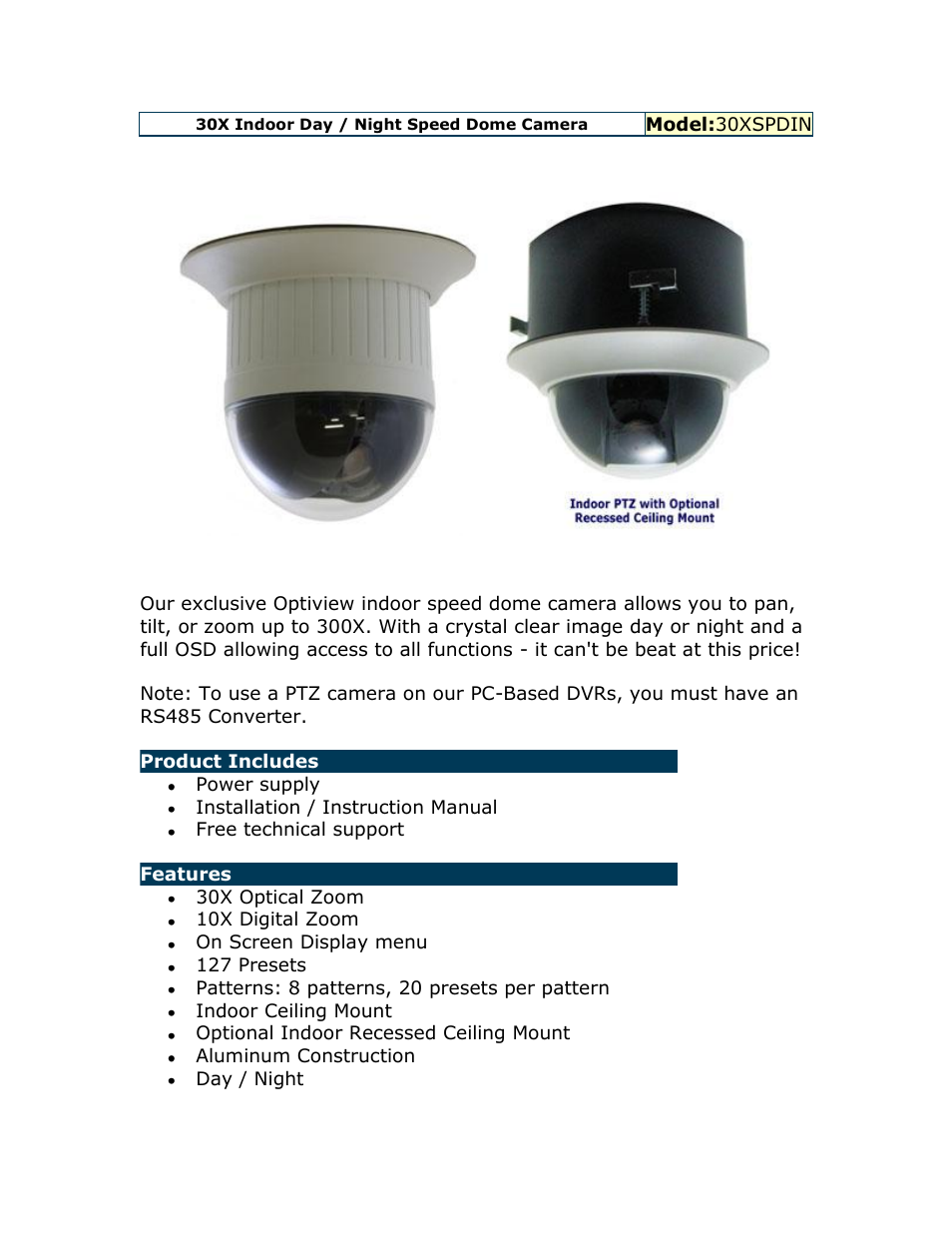 Optiview 30XSPDIN User Manual | 2 pages