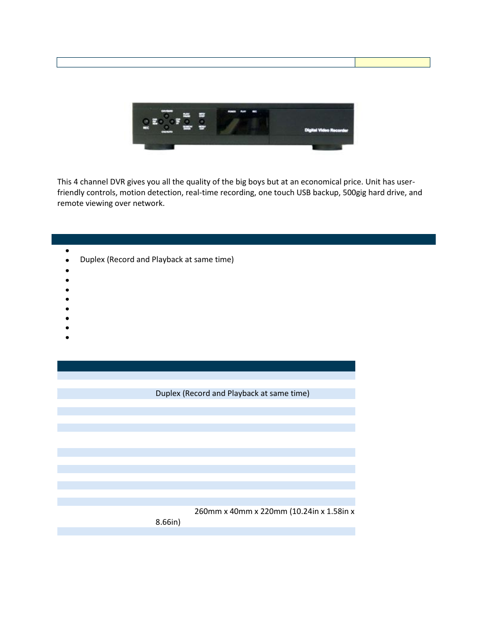 Optiview DVRJ4A User Manual | 1 page