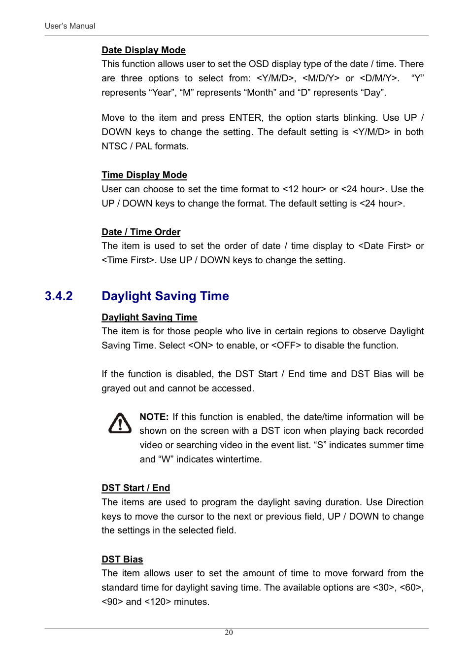 2 daylight saving time | Optiview MPEG-4 User Manual | Page 20 / 41