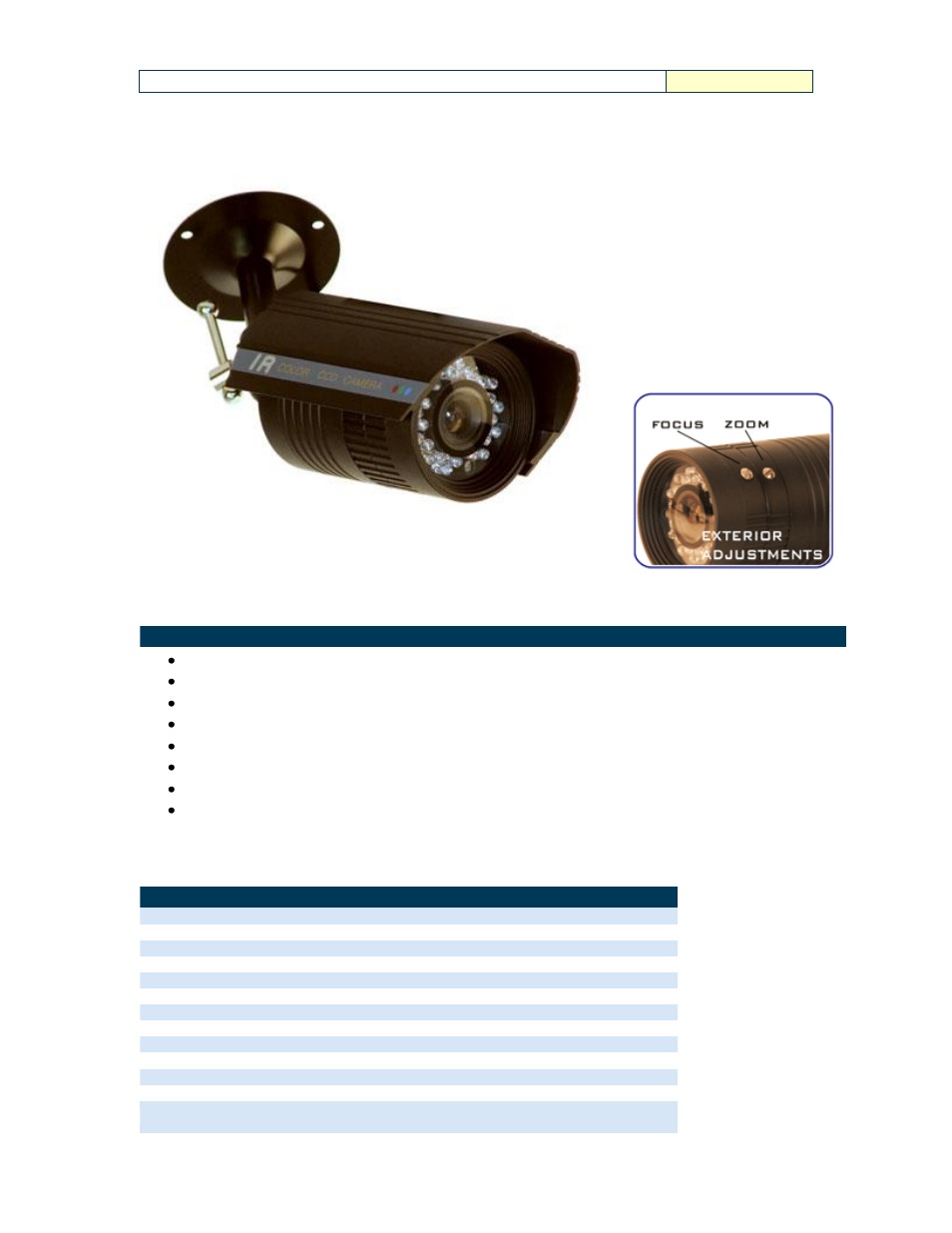 Optiview Color Outdoor Bullet Camera HR49 User Manual | 1 page