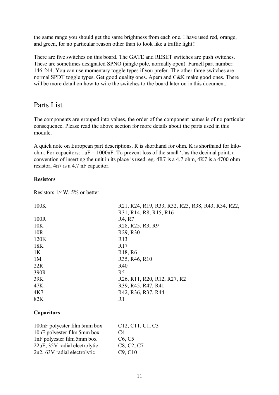 Parts list | Oakley OMS-820 User Manual | Page 11 / 18