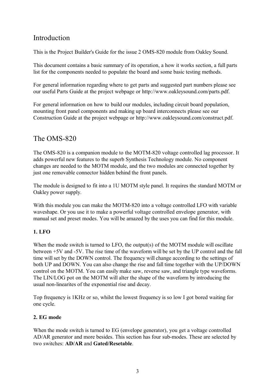 Introduction, The oms-820 | Oakley OMS-820 User Manual | Page 3 / 18