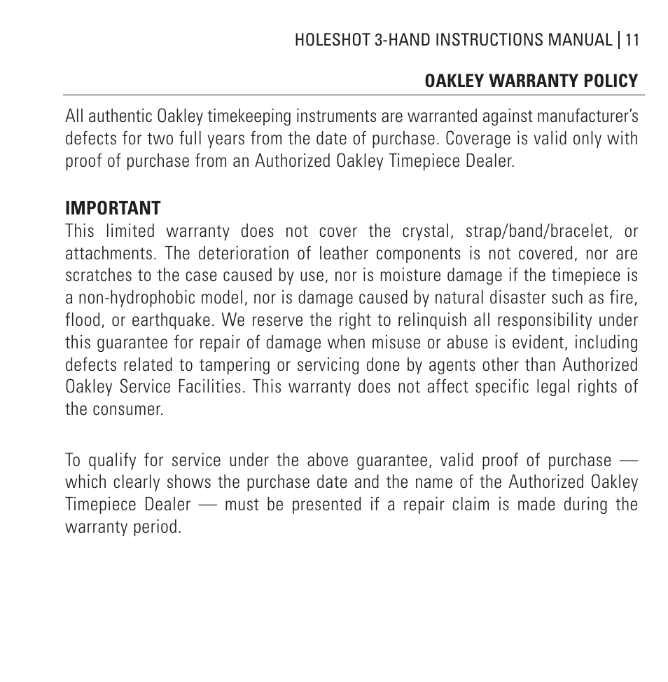 Oakley Holeshot 3 Hand User Manual | Page 12 / 99