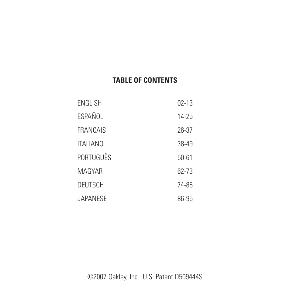 Oakley Holeshot 3 Hand User Manual | Page 2 / 99