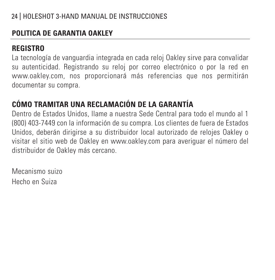 Oakley Holeshot 3 Hand User Manual | Page 25 / 99