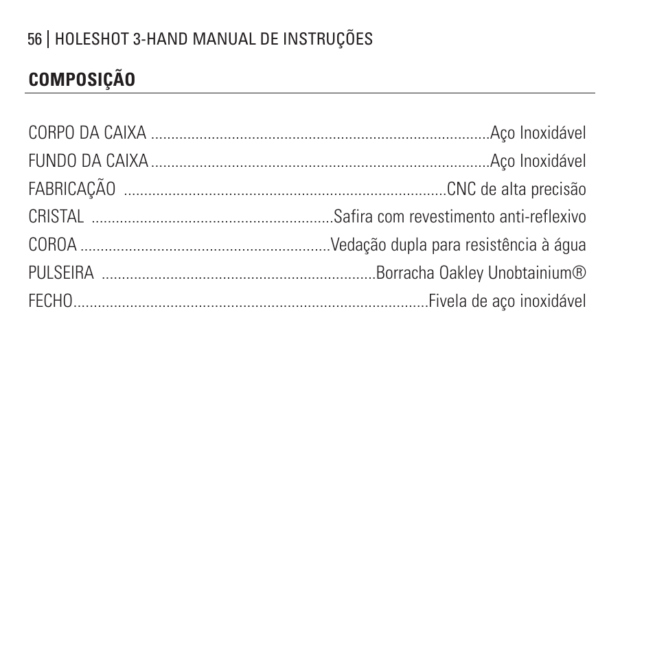 Oakley Holeshot 3 Hand User Manual | Page 57 / 99