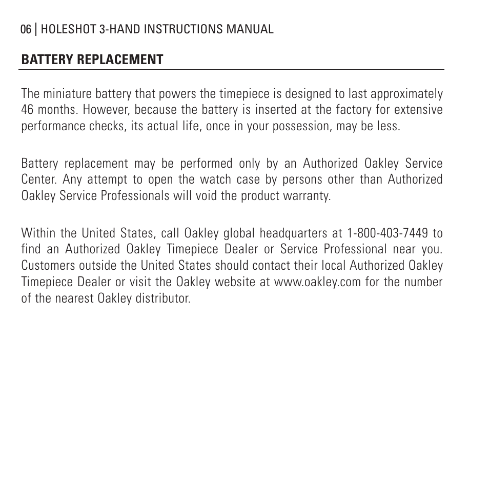Oakley Holeshot 3 Hand User Manual | Page 7 / 99